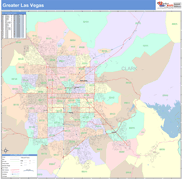 Greater Las Vegas Metro Area Digital Map Color Cast Style